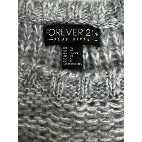 Women Fisherman Blue Marled Ombre Chunky Knit Sweater XL Coastal Boho Cozy Cabin - Picture 3 of 7